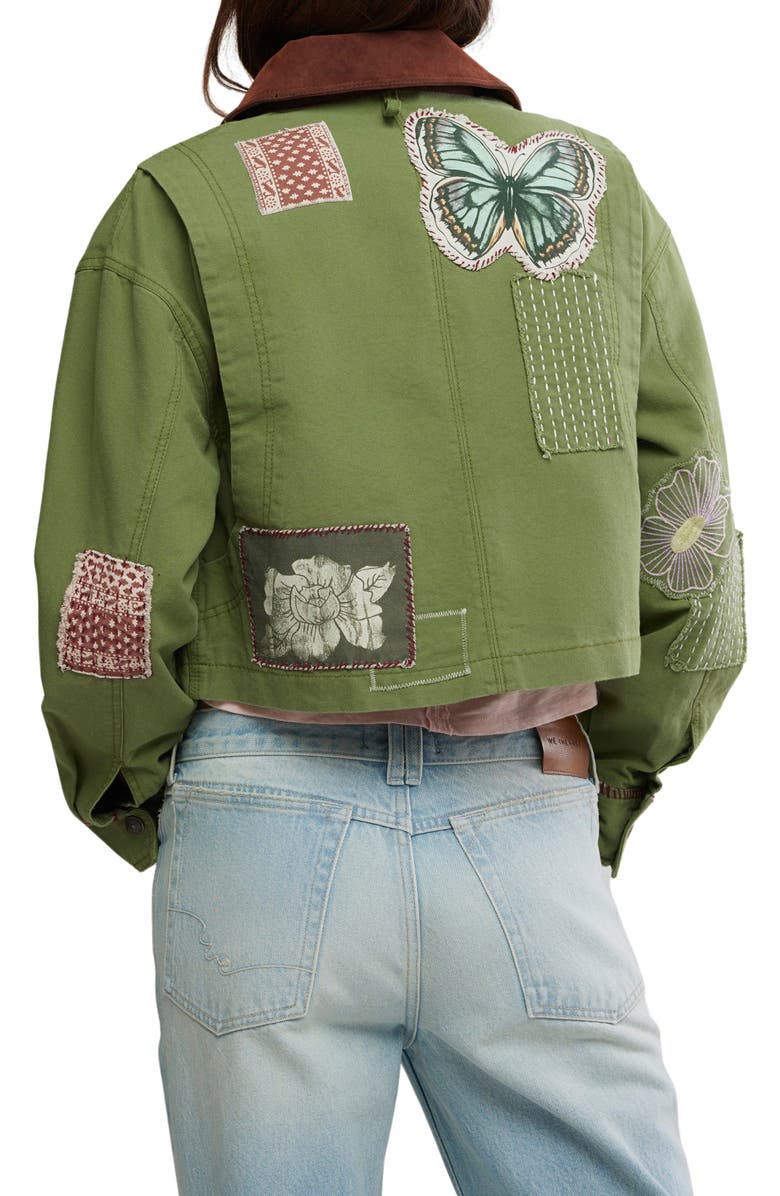 Free People Martha Workwear Appliquè Crop Jacket, Alternate, color, Callisto Green