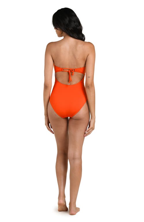La Blanca Shirred Cutout One-piece Swimsuit In Orange