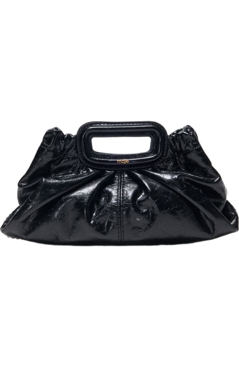 maje Crackled leather Milpli mini Clutch, Main, color, Black