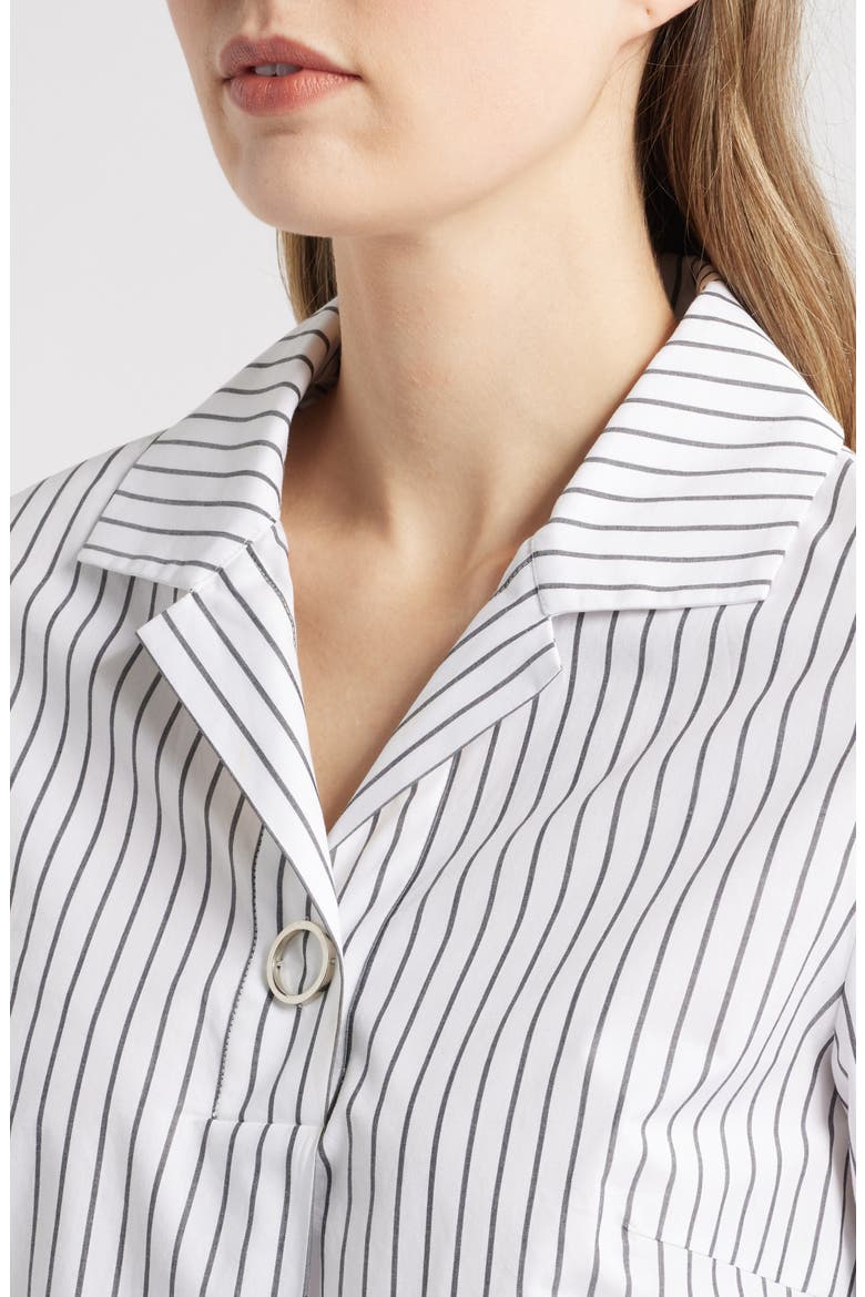Stripe Cotton Popover Shirt, Alternate, color, WHITE/ BLACK