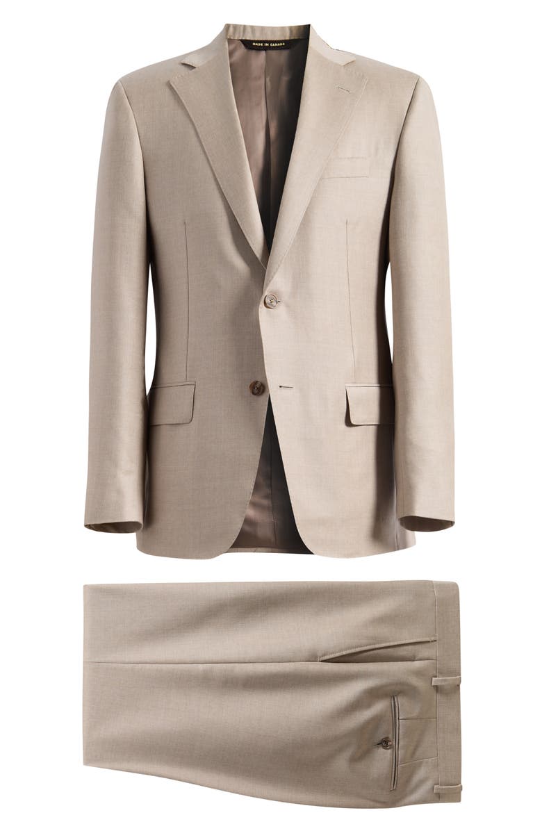 Heritage Gold Tan Wool & Cashmere Serge Suit, Main, color, Taupe