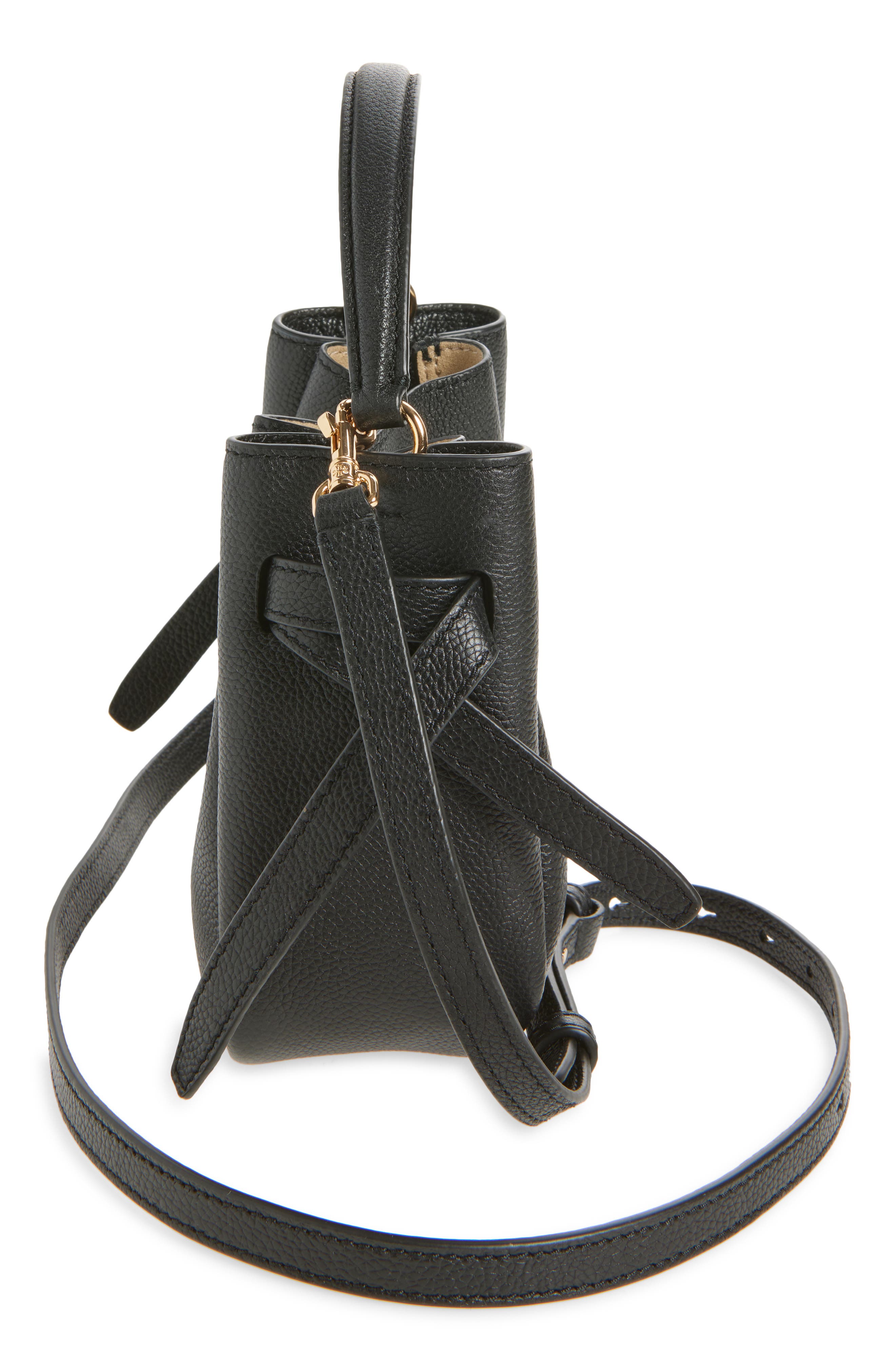 Tory Burch Mini Romy Bucket Bag, Alternate, color, Black