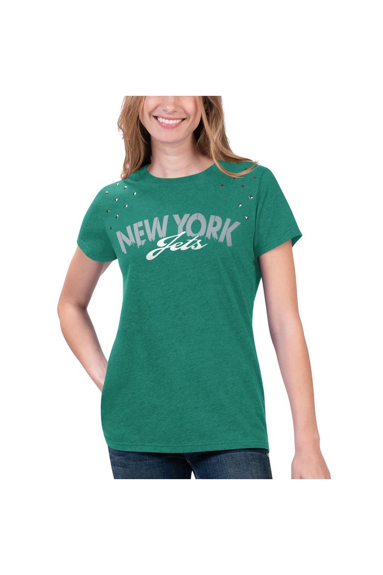 Women's G-III 4Her by Carl Banks Heathered Green New York Jets Main Game T-Shirt, Main, color, Green
