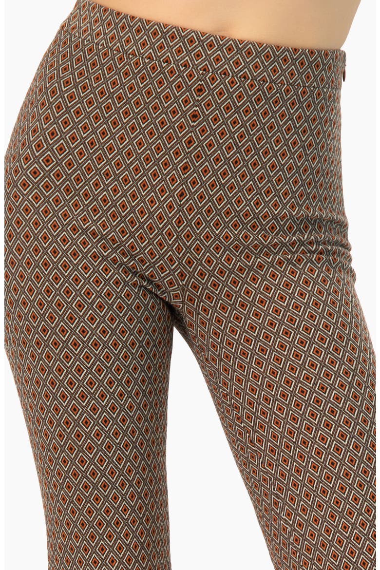 Geometric Jacquard Flared Pants, Alternate, color, Brown