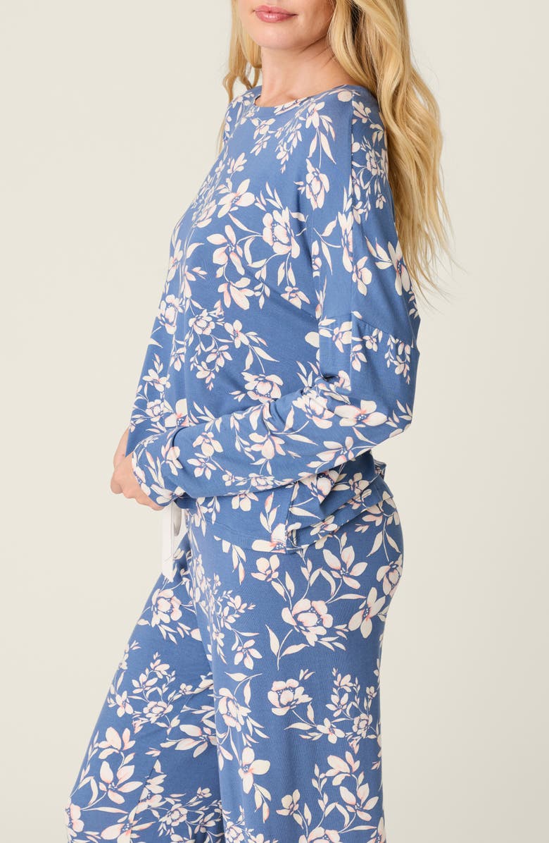PJ Salvage Flora Dreams Long Sleeve Pajama Top, Alternate, color, Moonlight Blue