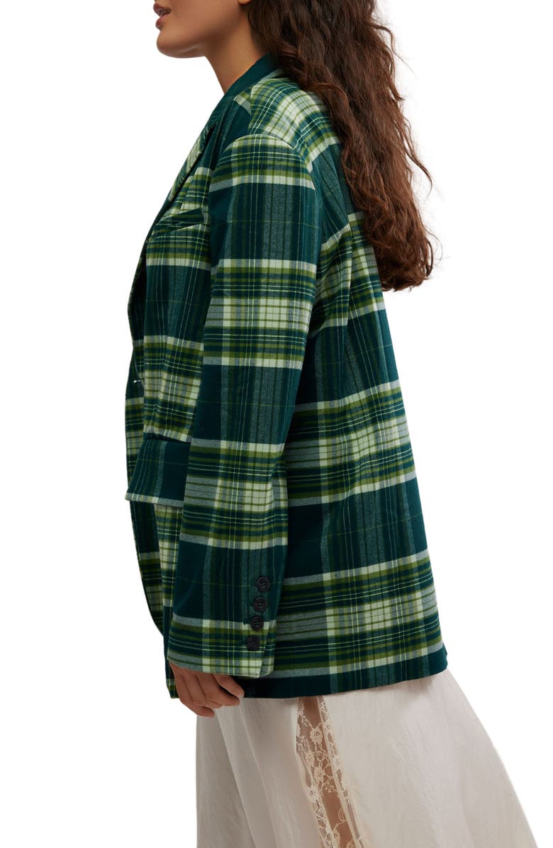 Free People Reggie Oversize Blazer, Alternate, color, Green Combo