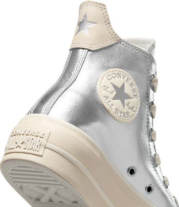 Converse CTAS Lift Metallic Silver Cream Women's Platform online Sneakers