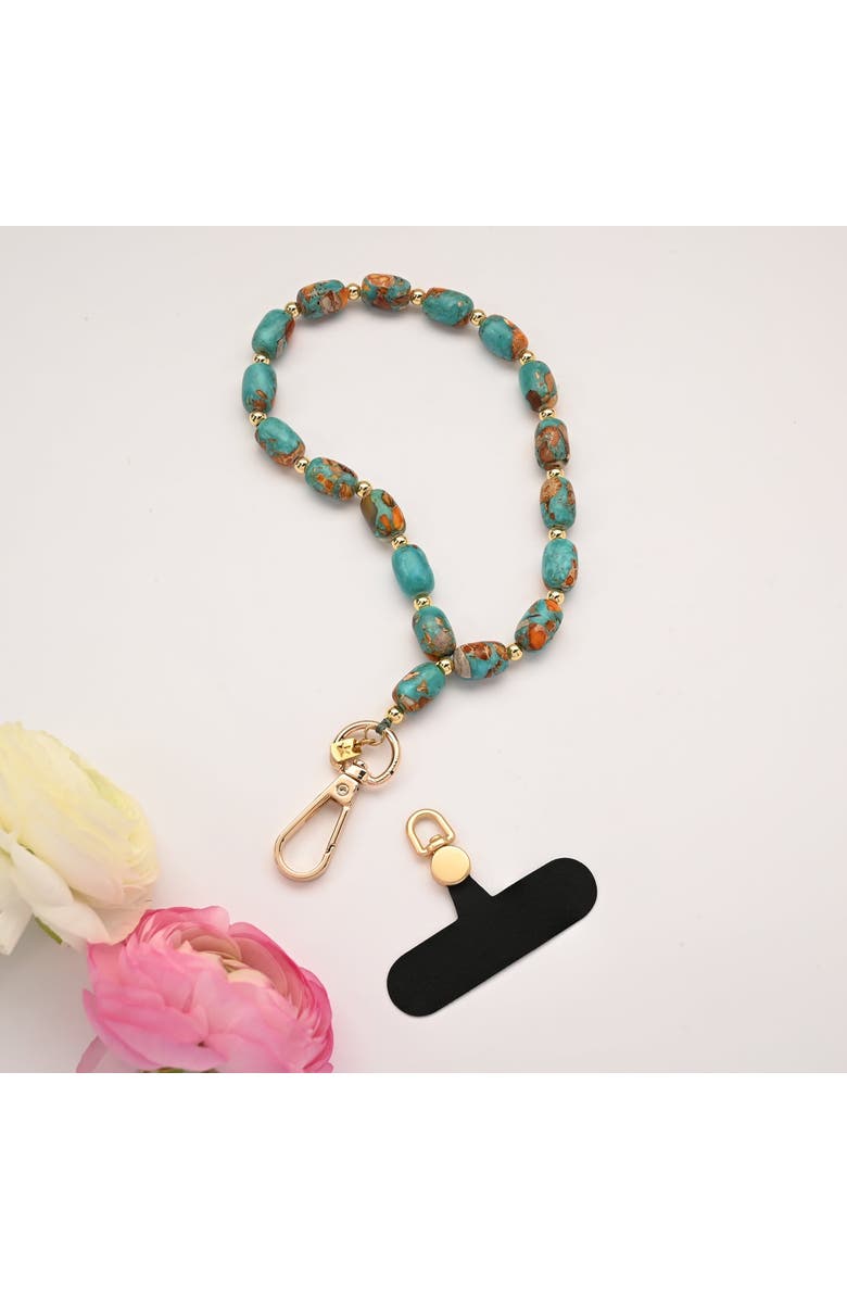 Starfish Project Sierra Bloom Turquoise Emperor Stone Beaded Phone Wrist Strap, Alternate, color, Turquoise