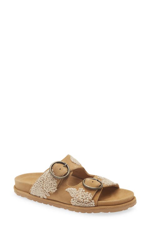 Clay Embroidered Slide Sandal (Women)