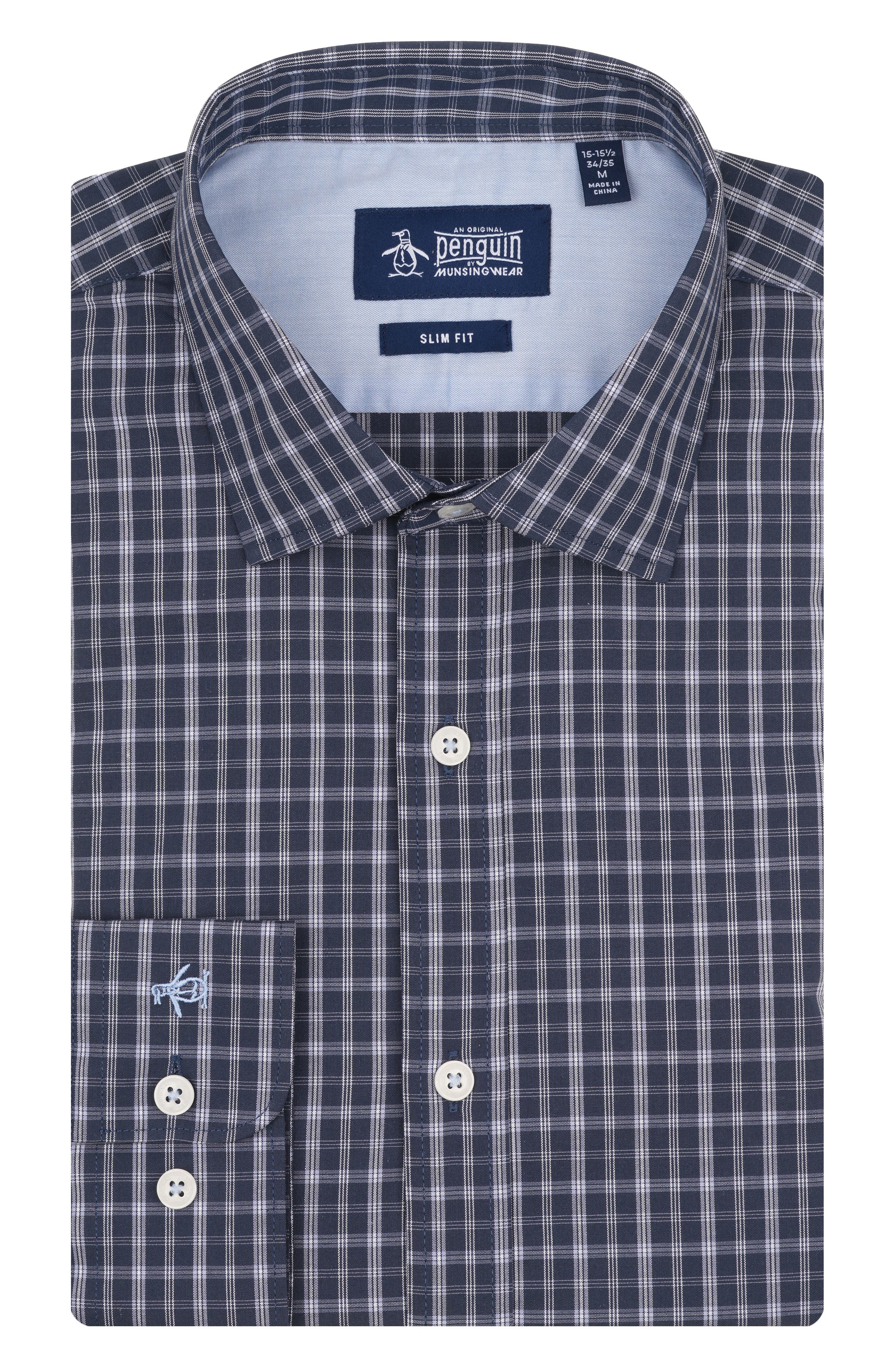 Camden Plaid Stretch Cotton Slim Fit Dress Shirt