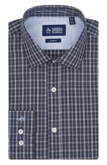Camden Plaid Stretch Cotton Slim Fit Dress Shirt