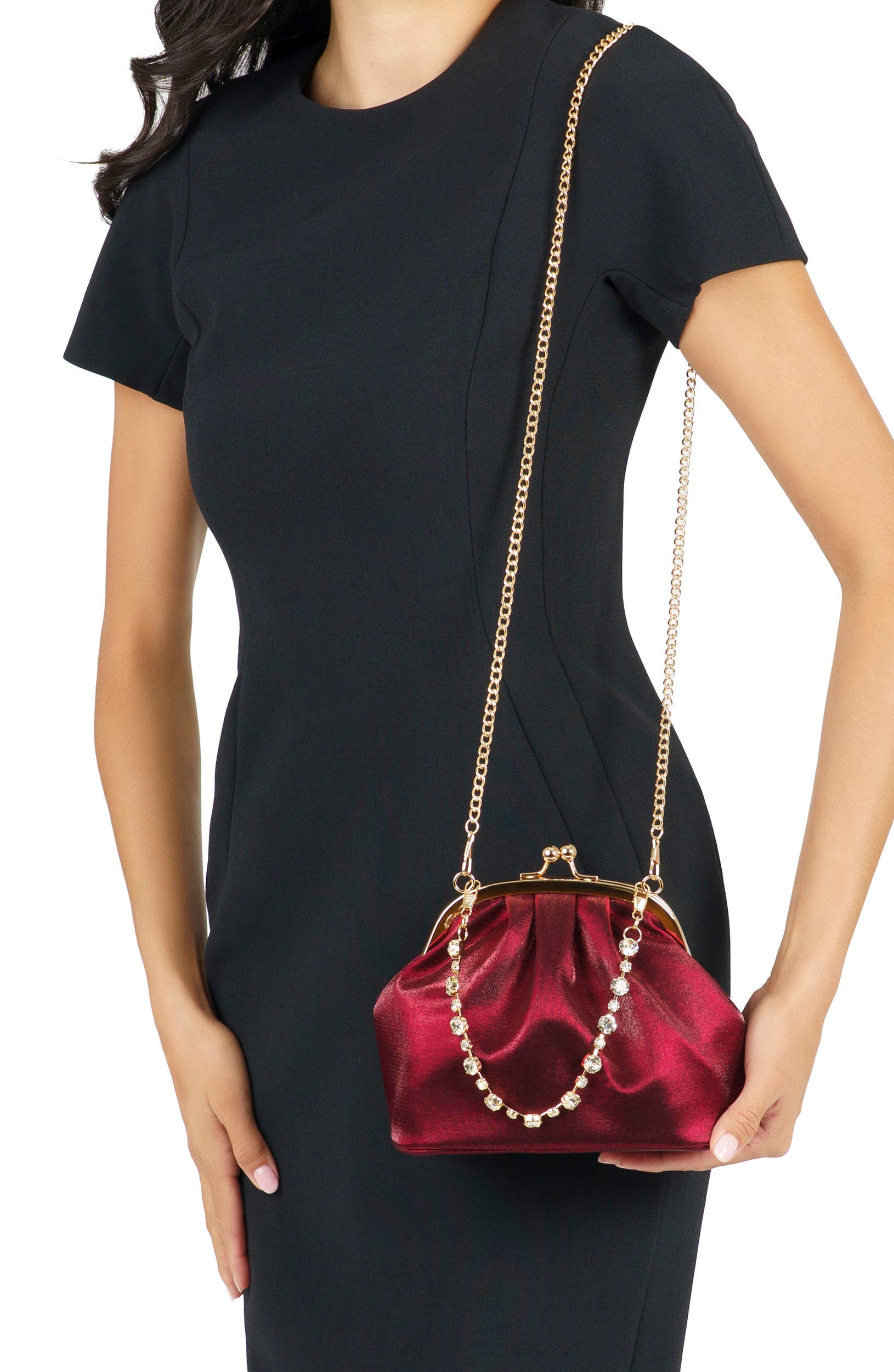 Maura-M Crystal Handle Frame Clutch, Alternate, color, BORDEAUX