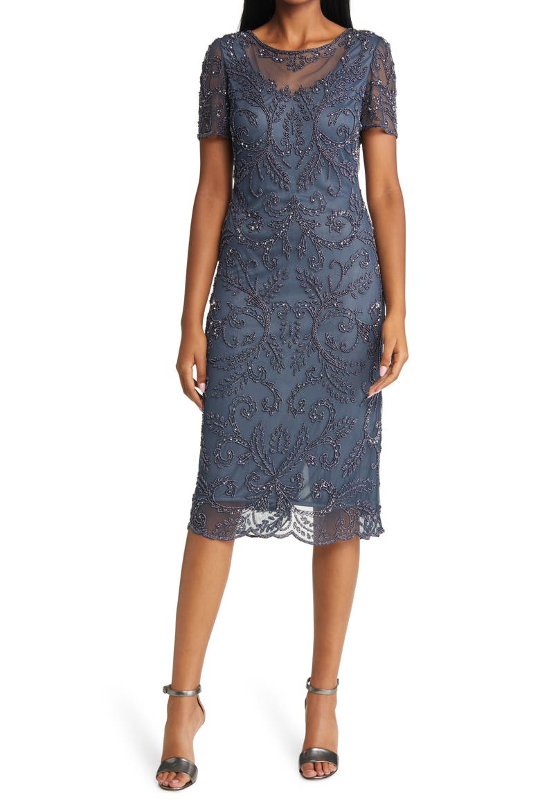 pisarro nights beaded illusion neck dress 7293982_421