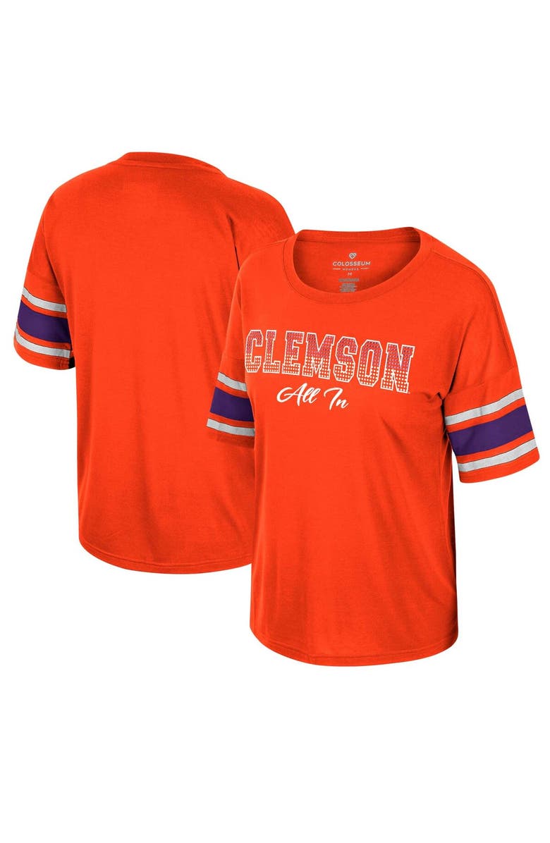 COLOSSEUM Women's Colosseum Orange Clemson Tigers I'm Gliding Here Rhinestone T-Shirt, Main, color, Orange