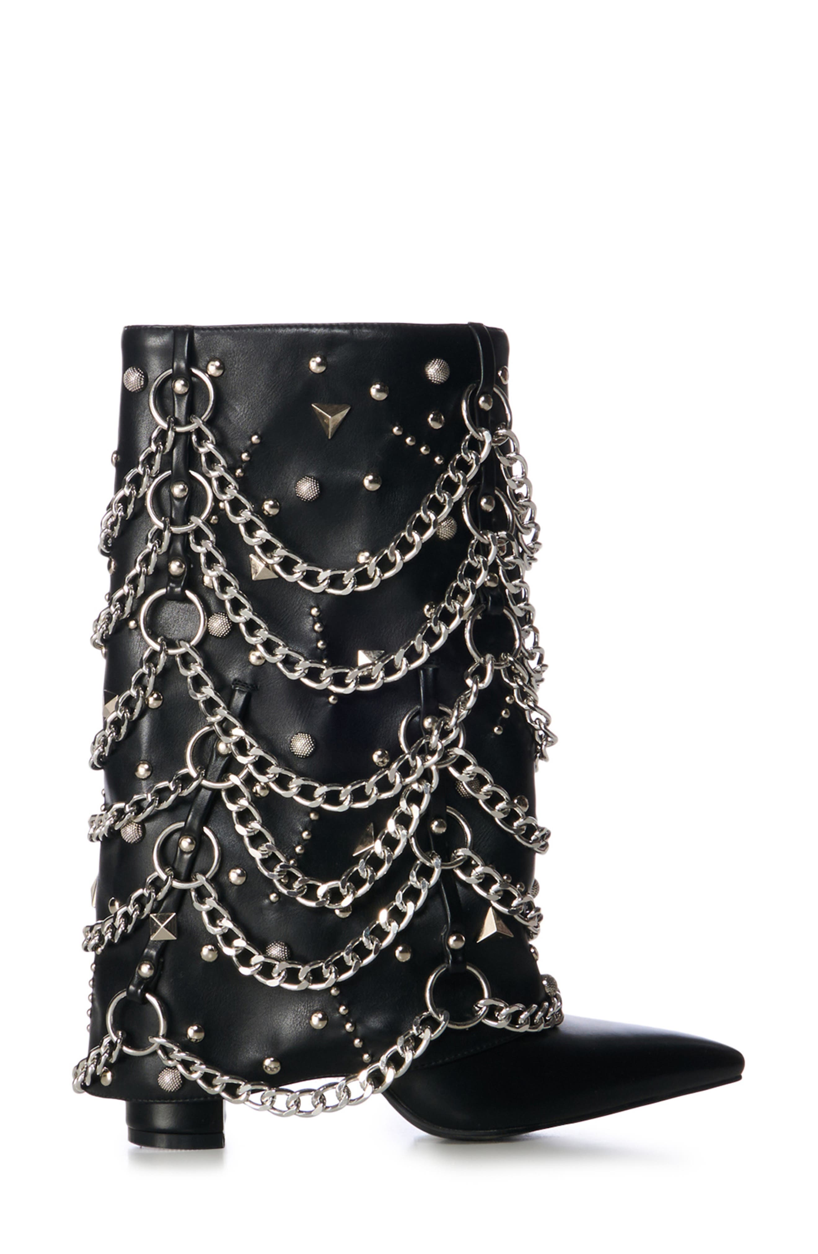 AZALEA WANG Aleena Chain Link Tall Boot, Alternate, color, 