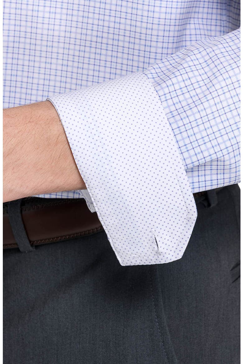 Slim Fit Plaid Performance Dress Shirt, Alternate, color, WHITE/ PURPLE