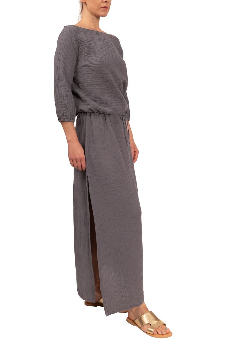 Riley Gauze Split Hem Pants, Alternate, color, SLATE