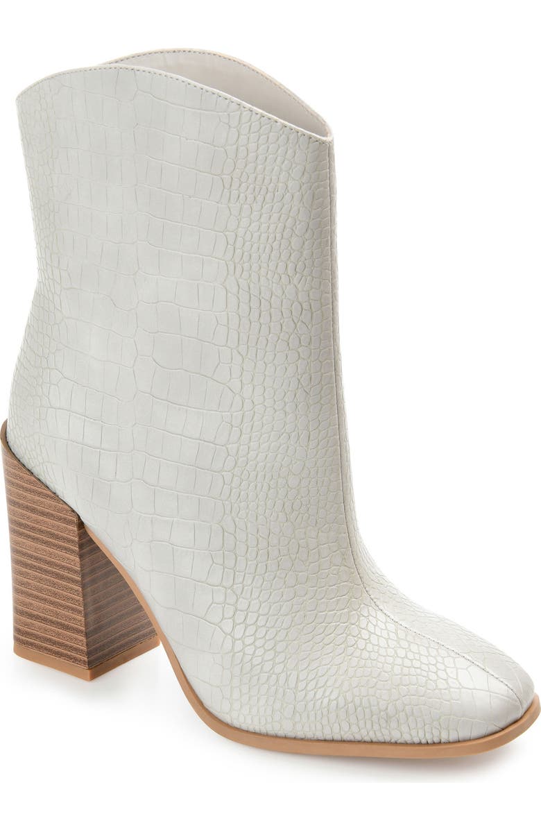 Journee Collection Brekkin Croc Embossed Western Bootie, Main, color, Grey