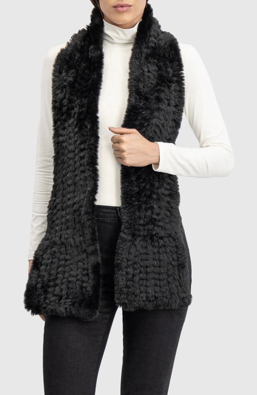 Lyla Grant Fur-free Rex Rabbit (faux Fur) Knit Scarf In Black