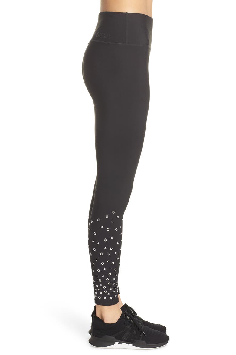 High Waist Grommet Tights, Alternate, color, BLACK