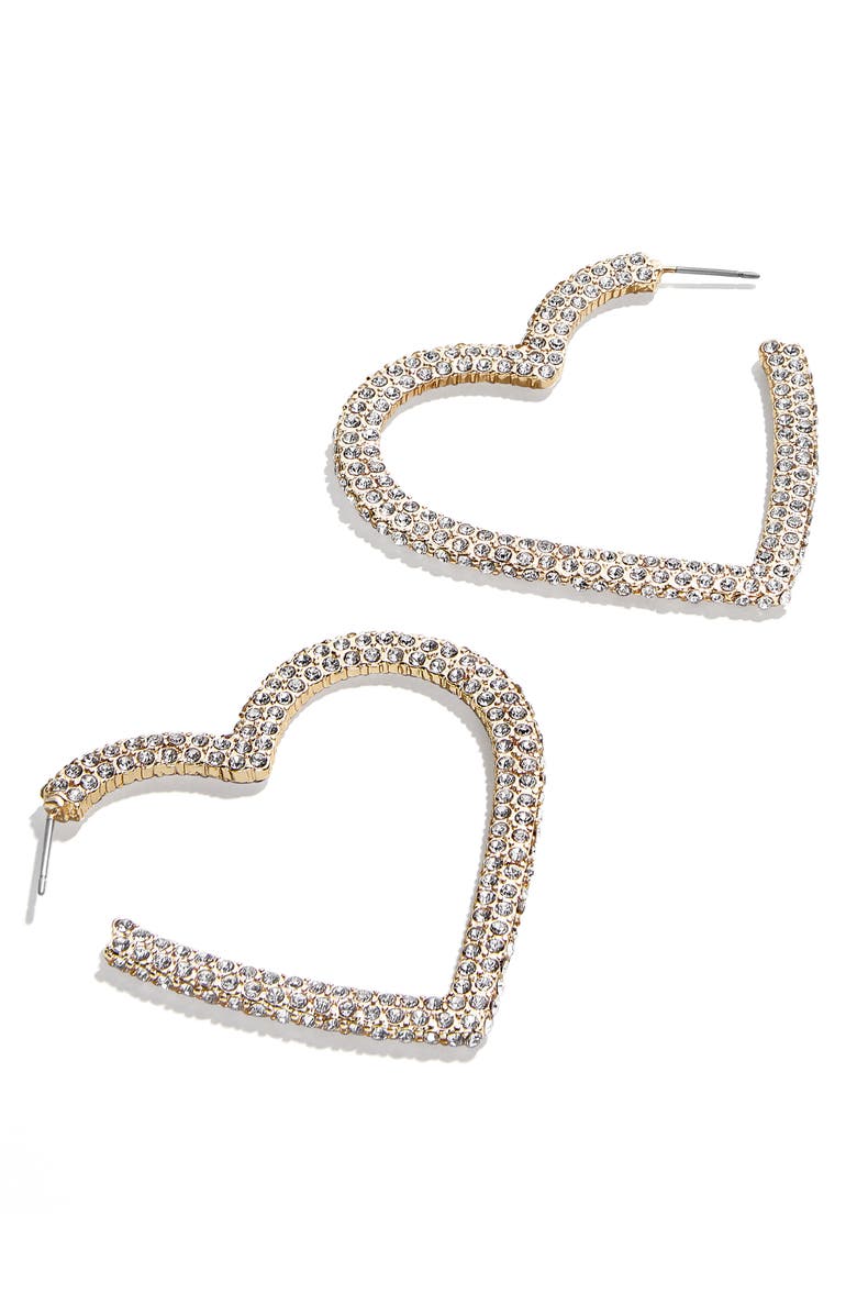 BaubleBar Jocelyn Pavé Heart Hoop Earrings, Main, color, 