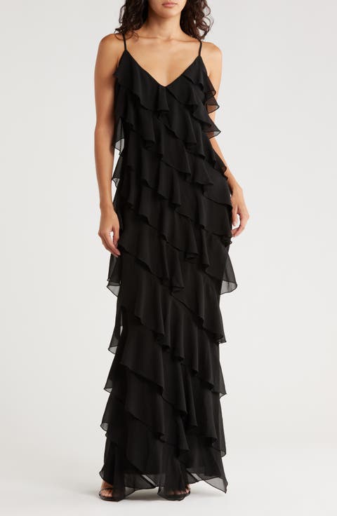 Riza Ruffle Chiffon Maxi Dress