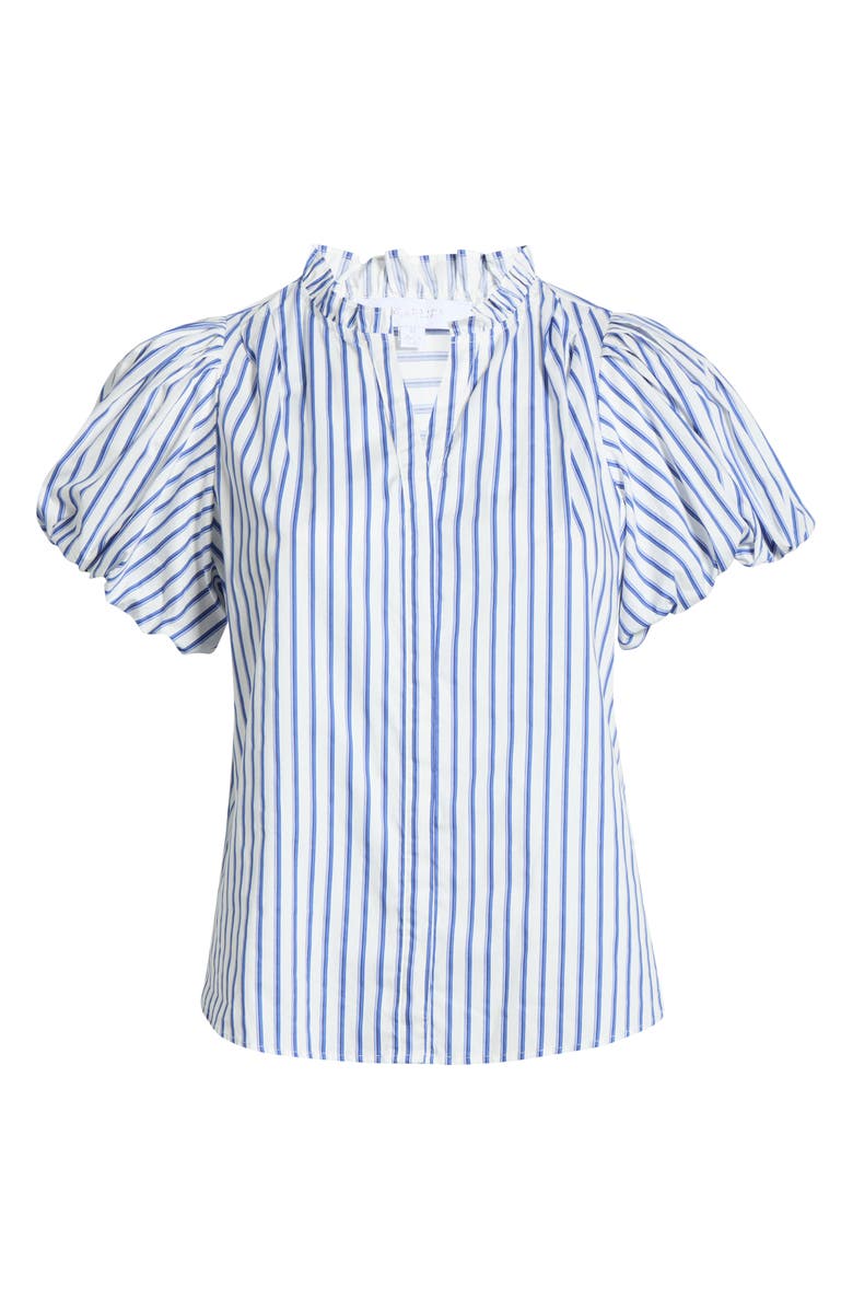 SUGARLIPS Striped Button Up Puff Sleeve Top, Alternate, color, White-Blue