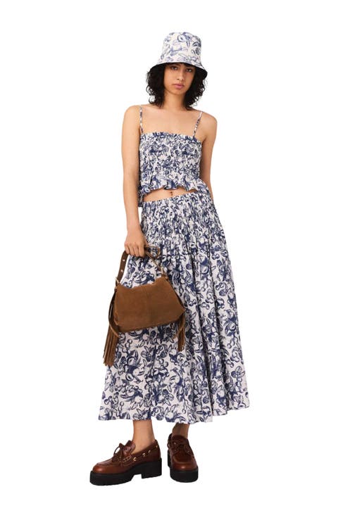 Fruit print maxi skirt