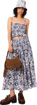 maje Fruit print maxi skirt