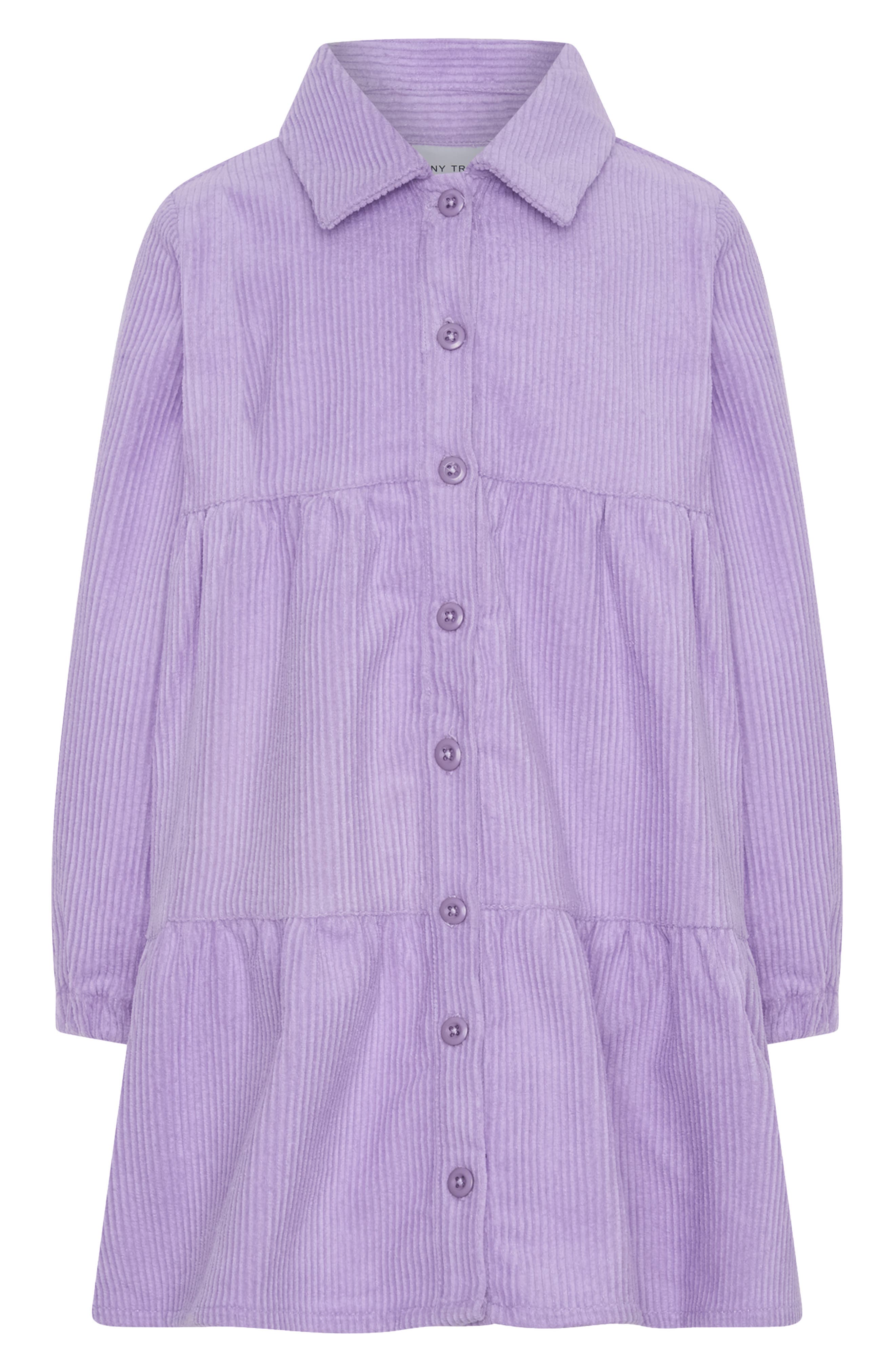 TINY TRIBE Kids' Waterfall Long Sleeve Cotton Corduroy Shirtdress ...