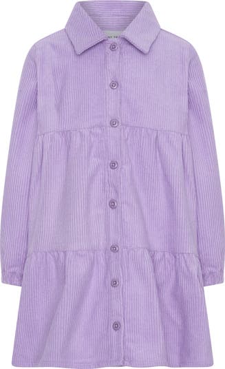 Kids' Waterfall Long Sleeve Cotton Corduroy Shirtdress