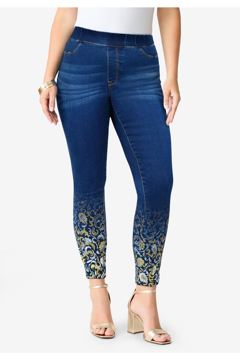 Plus Size 360° Stretch Jegging, Alternate, color, METALLIC PAISLEY OMBRE