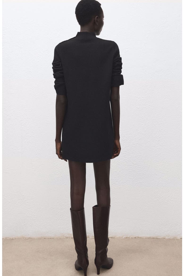 Button Detail Long Sleeve Sweater Dress, Alternate, color, BLACK