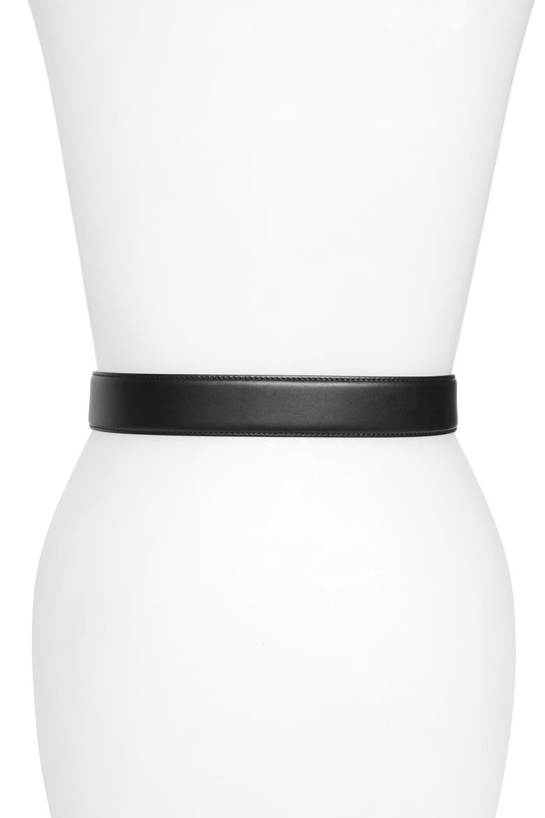 TB Monogram Leather Belt, Alternate, color, BLACK