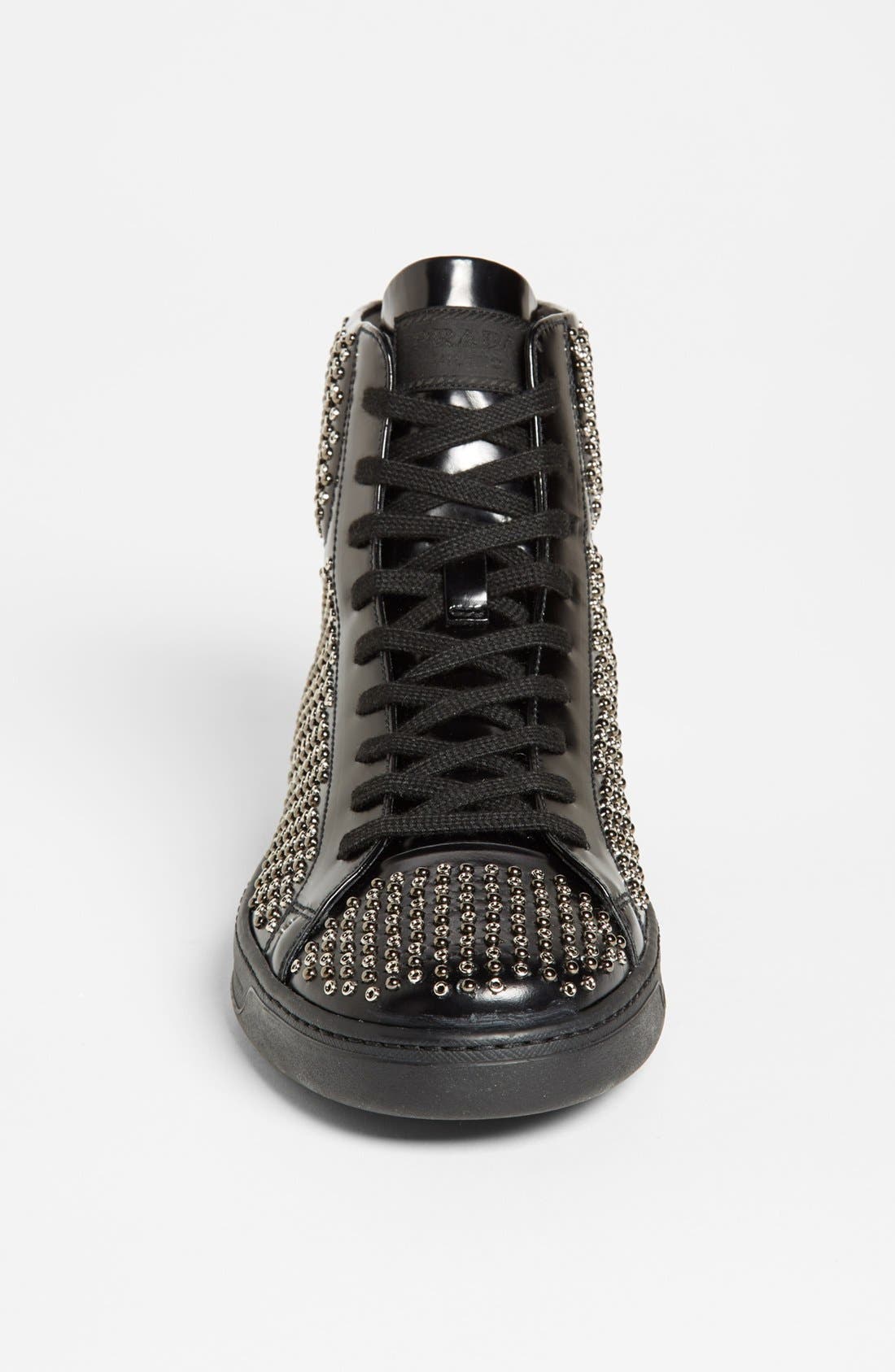 Prada Studded Sneaker, Alternate, color, 