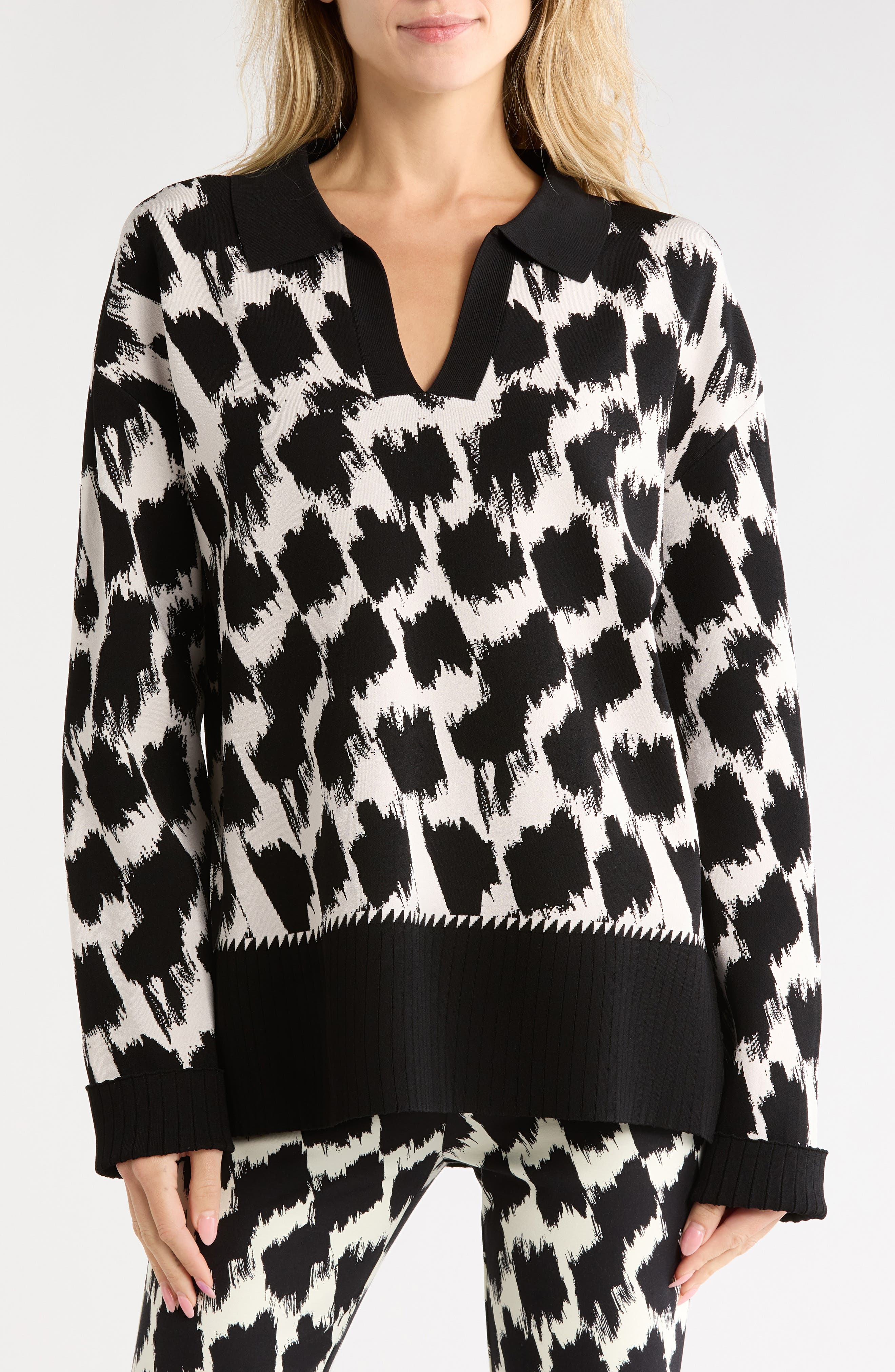 Lucretia Houndstooth Pattern Sweater