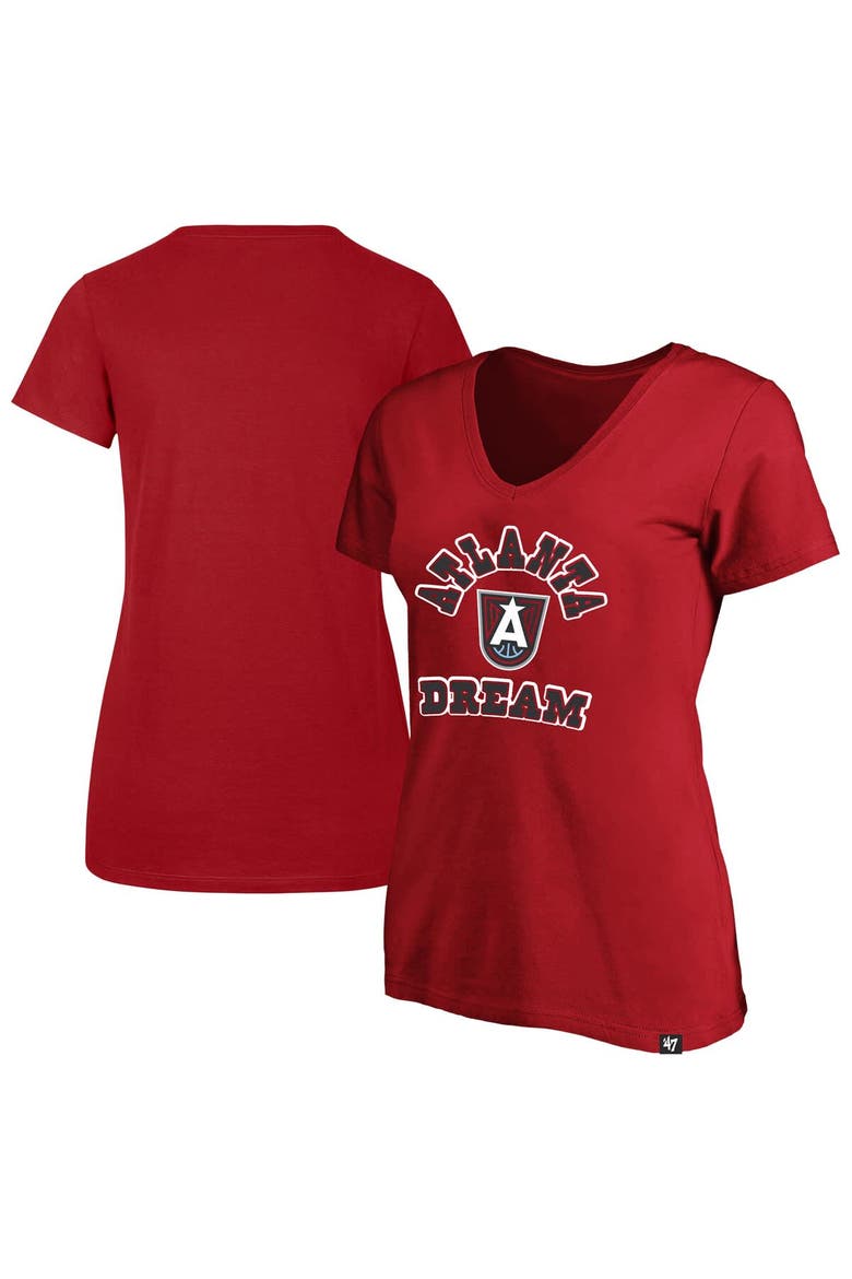 Women's Profile x 47 Red Atlanta Dream Logo Lockup Plus Size V-Neck T-Shirt, Main, color, Red