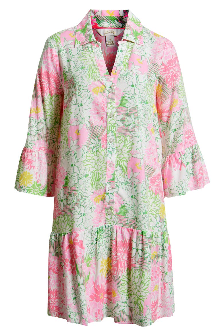 Rayanna Floral Print Tunic Dress, Alternate, color, RESORT WHITE MUM PATCH