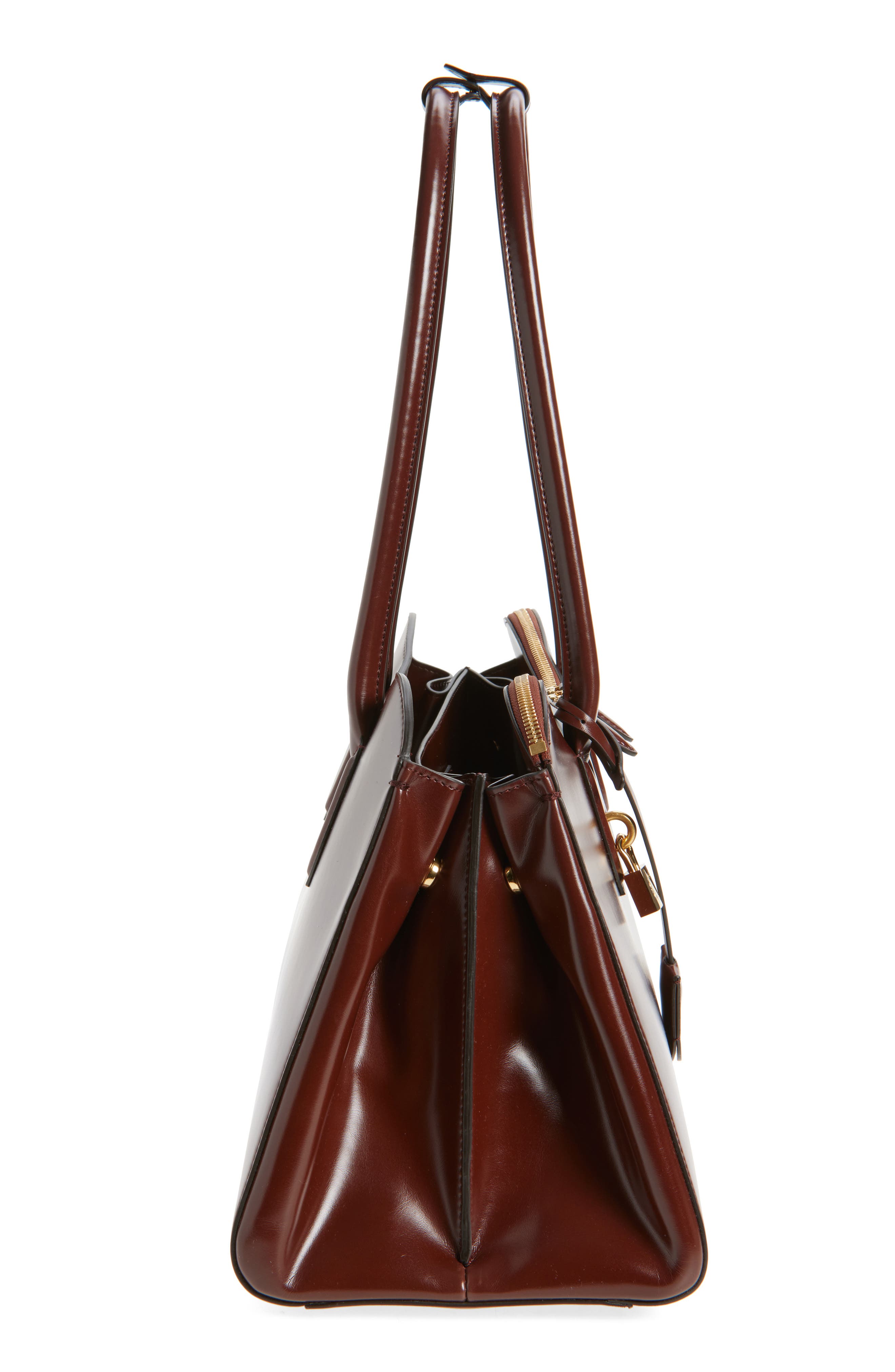Stella McCartney Ryder Patent Open Tote, Alternate, color, Mahogany