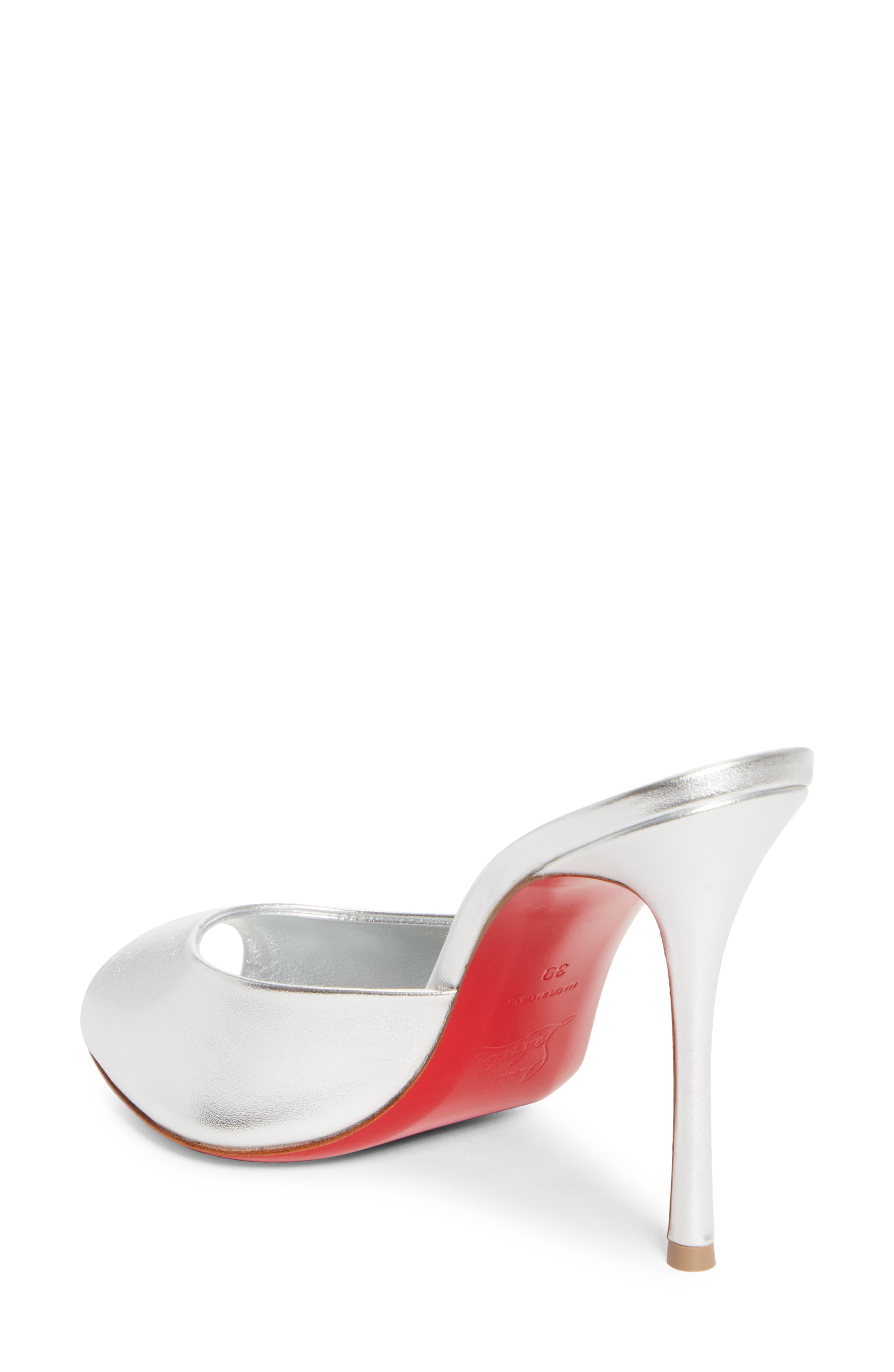 Christian Louboutin Me Dolly Peep Toe Slide Sandal, Alternate, color, Silver