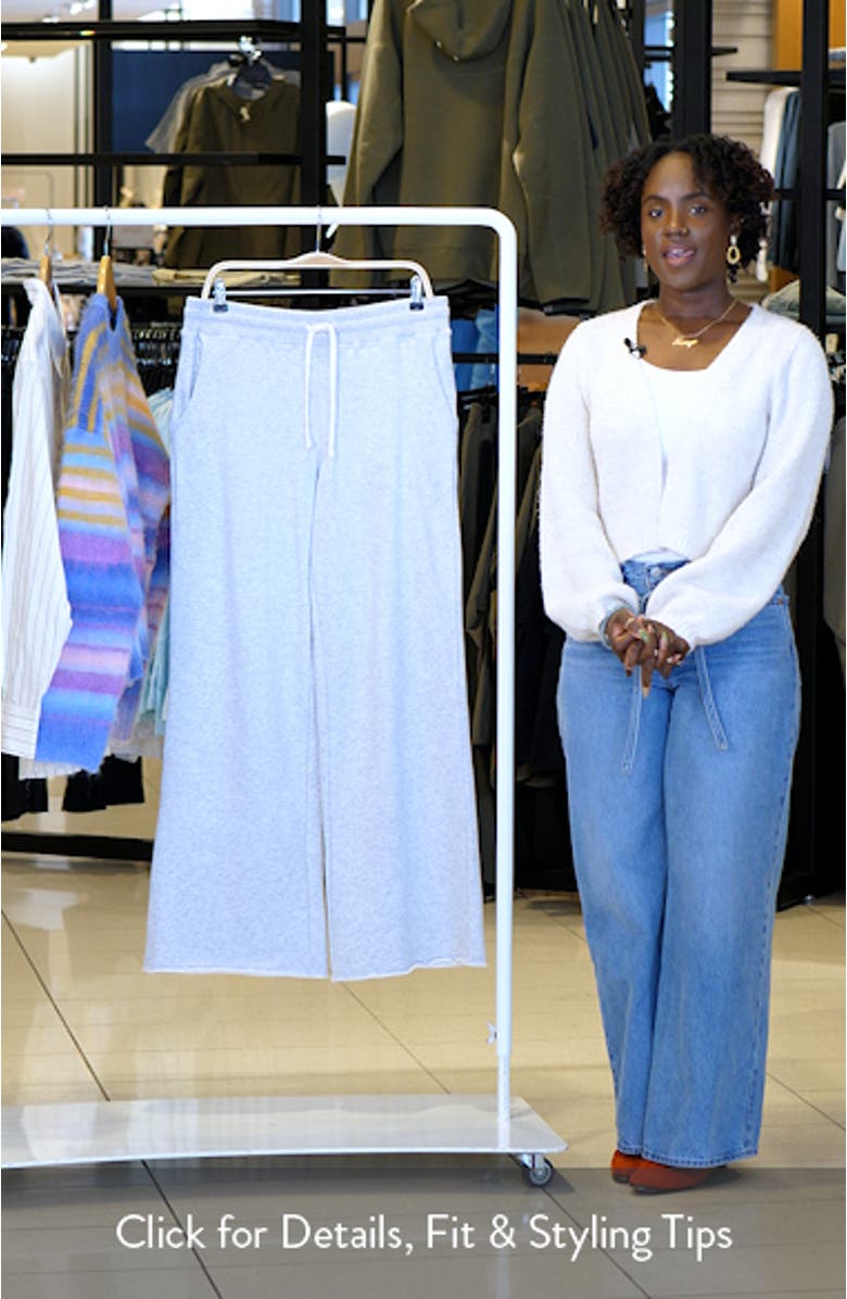 Cloud Nine Wide Leg Cotton Blend Fleece Drawstring Pants, sales video thumbnail