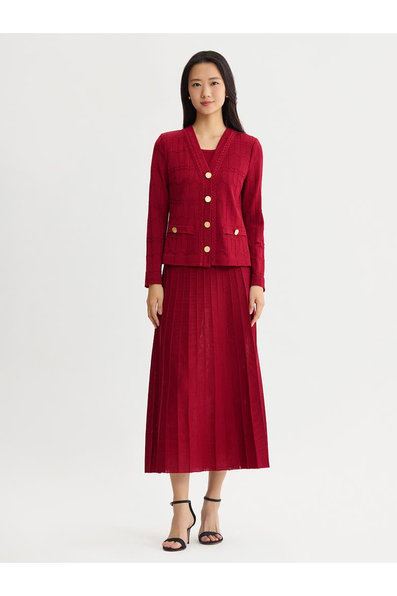 Heritage Braided Trim Knit Cardigan, Alternate, color, Scarlet Red