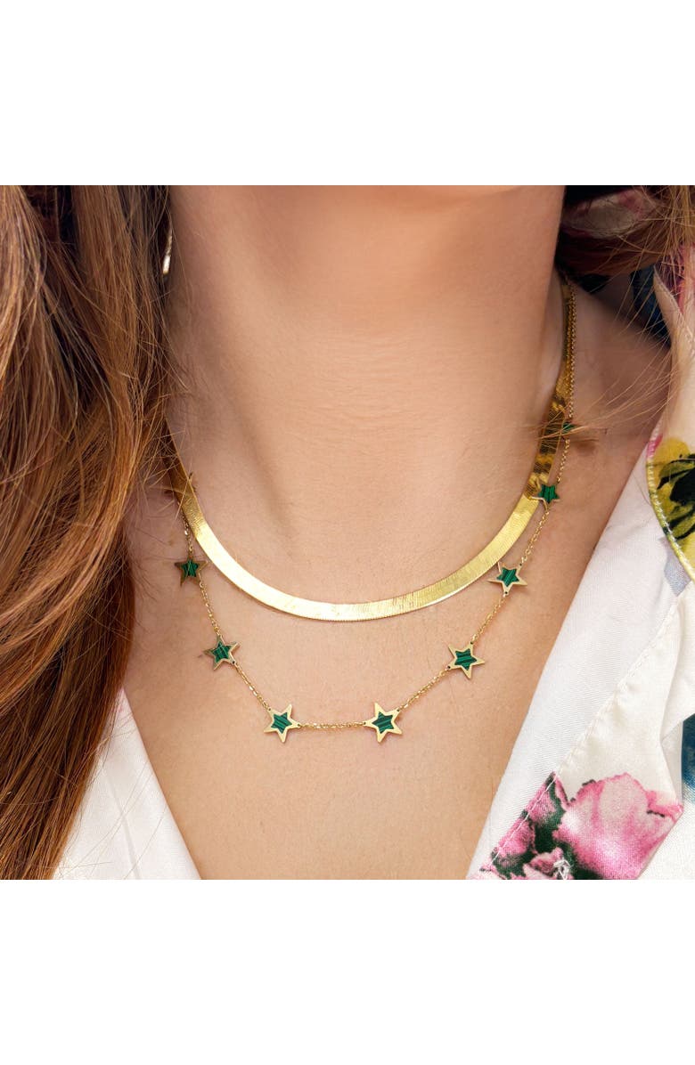 The Lovery Fine Jewelry Malachite Star Dangle Necklace, Alternate, color, Malachite