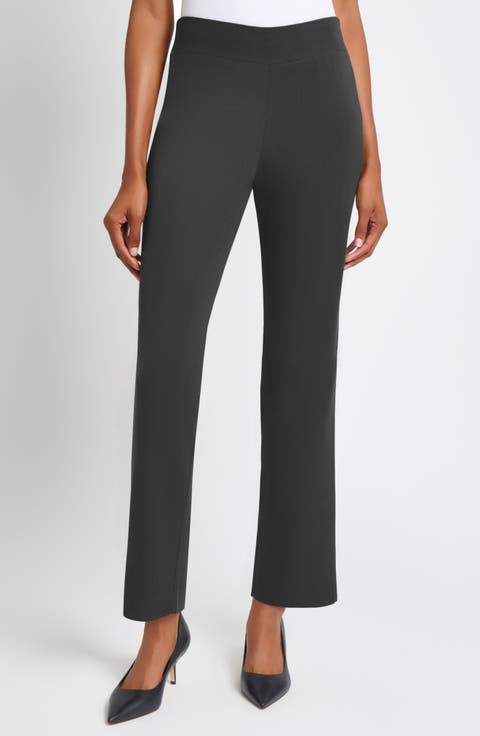 Pull-On Straight Leg Ankle Pants