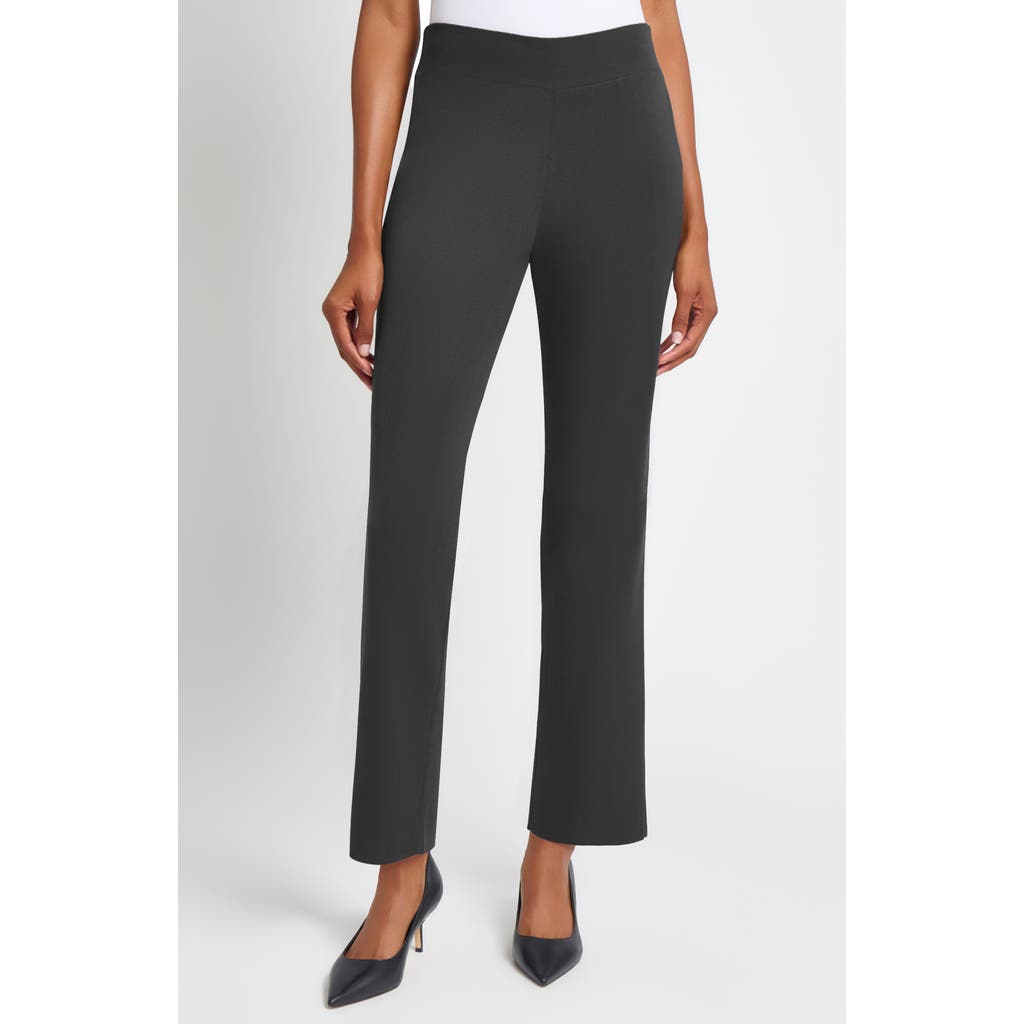 Ming Wang Pull-on Straight Leg Ankle Pants In Granite