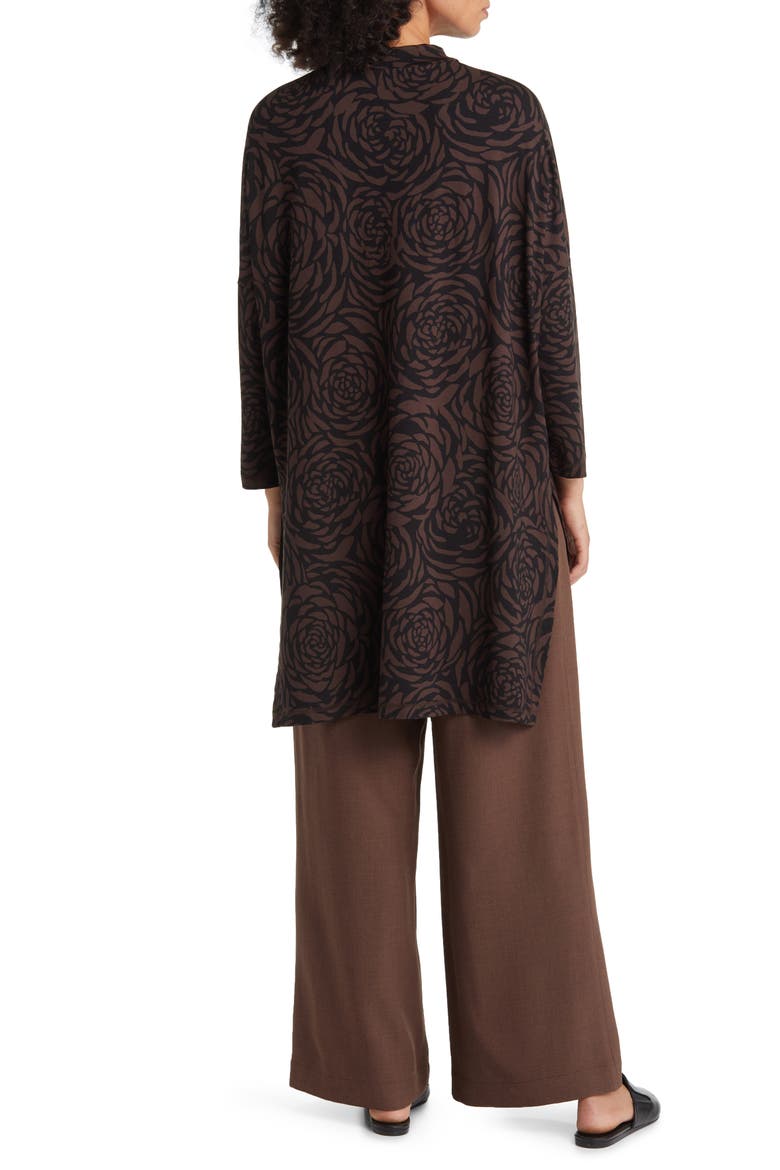 Gretha Floral Long Sleeve Tunic Top, Alternate, color, COFFEE BEAN