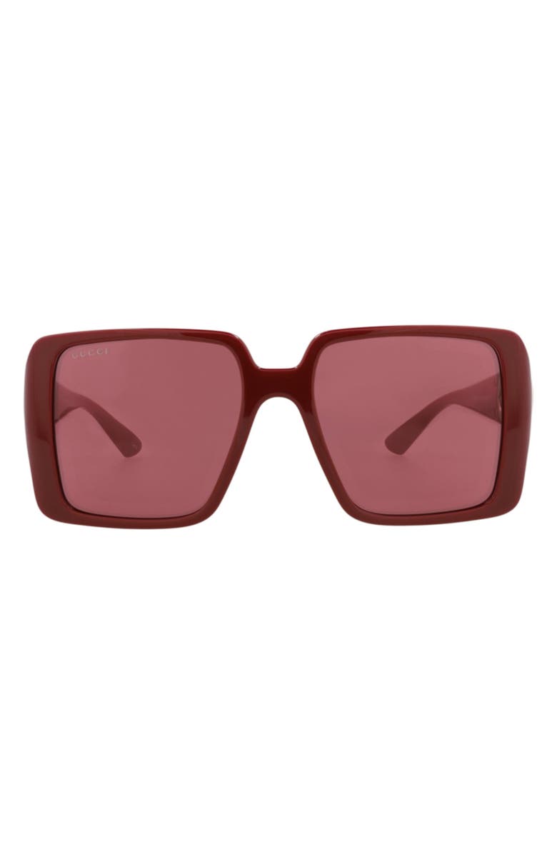 Gucci 54mm Square Sunglasses, Main, color, Burgundy Burgundy Red