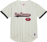 Mitchell & Ness Men's Mitchell & Ness Jerry Rice Cream San Francisco 49ers Name & Number Mesh Button-Up Baseball Jersey
