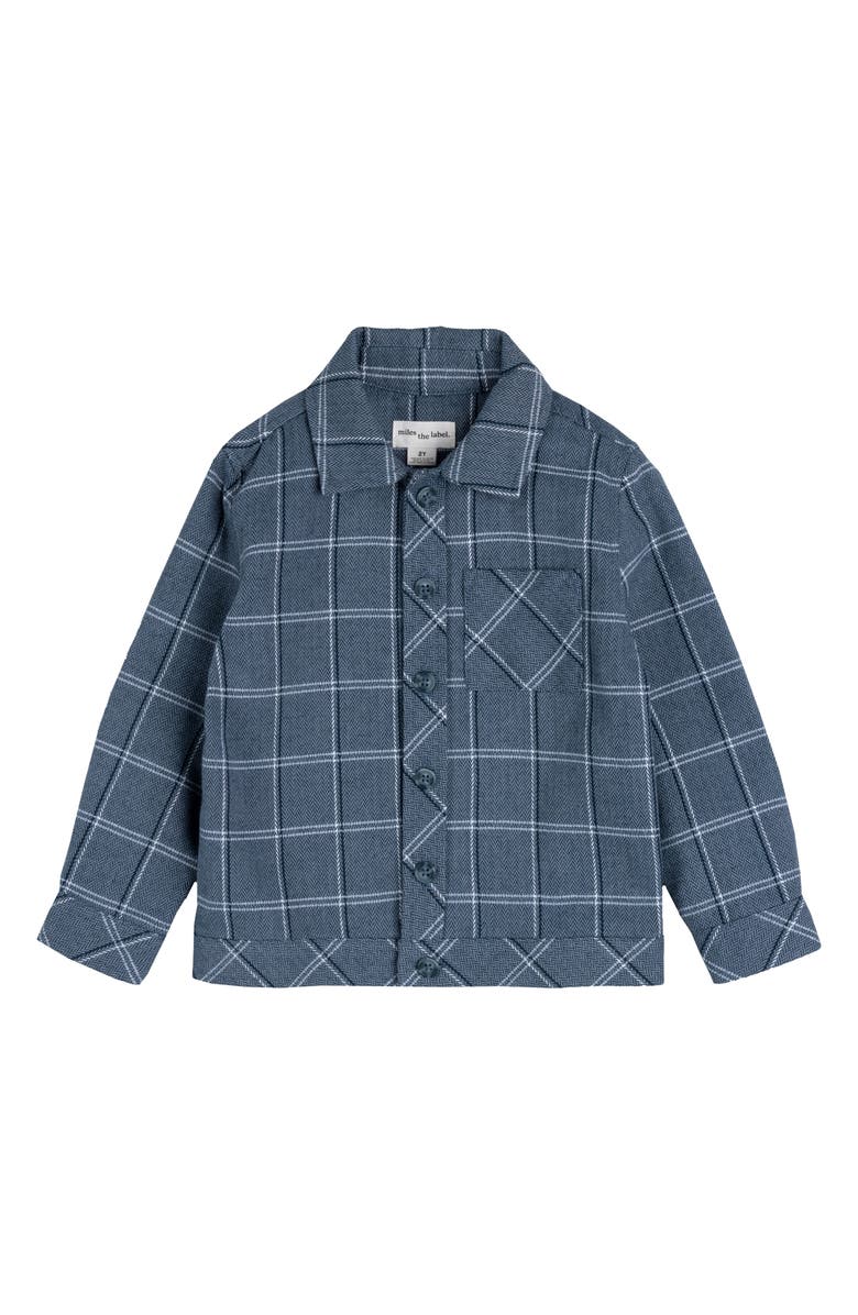 MILES THE LABEL Kids' Windowpane Check Overshirt, Main, color, Navy