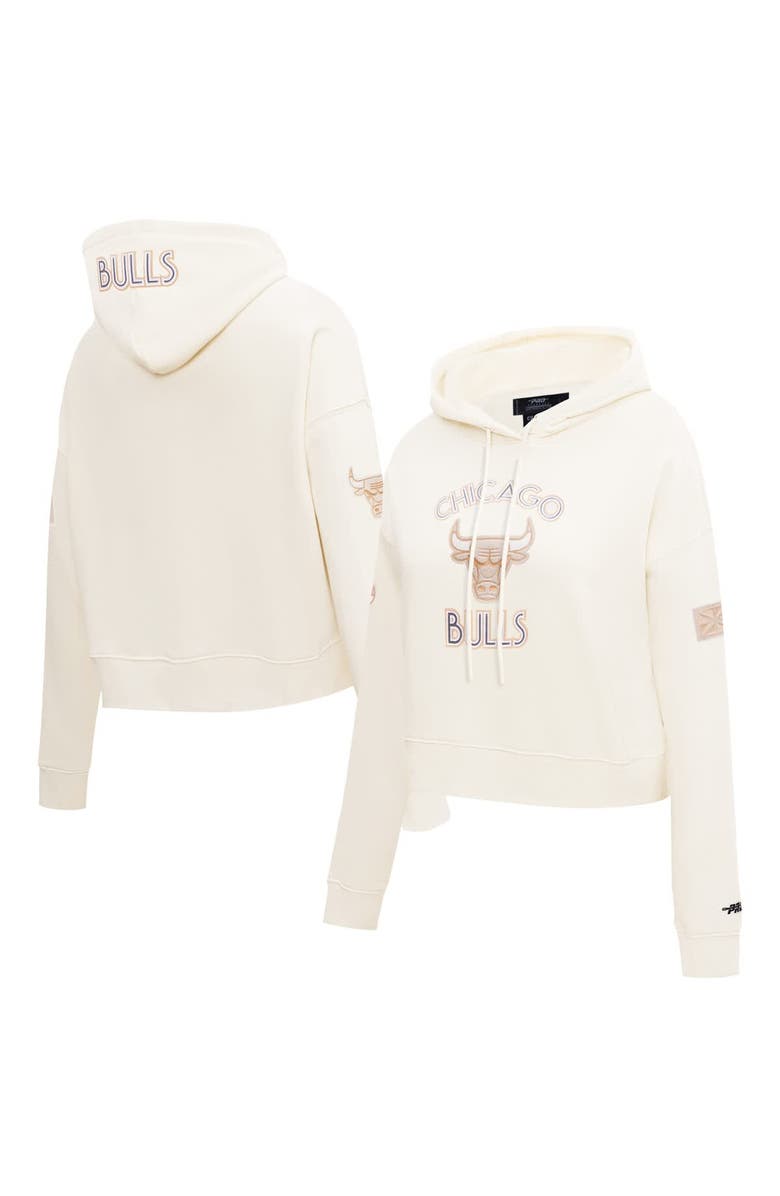 PRO STANDARD Women's Pro Standard Cream Chicago Bulls 2024/25 City Edition Chenille Applique Cropped Pullover Hoodie, Main, color, 